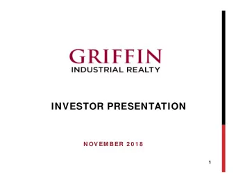 INVESTOR PRESENTATION  N OV EM BER 2 0 1 8  1  Forward-Looking Statements  This presentation (the