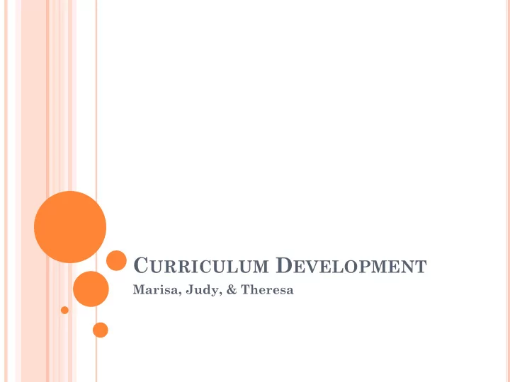 c urriculum d evelopment