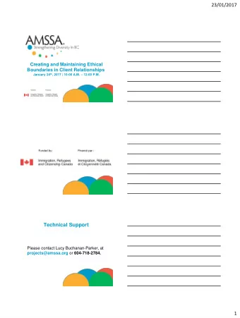 23/01/2017  Creating and Maintaining Ethical  Boundaries in Client Relationships January 24 th ,