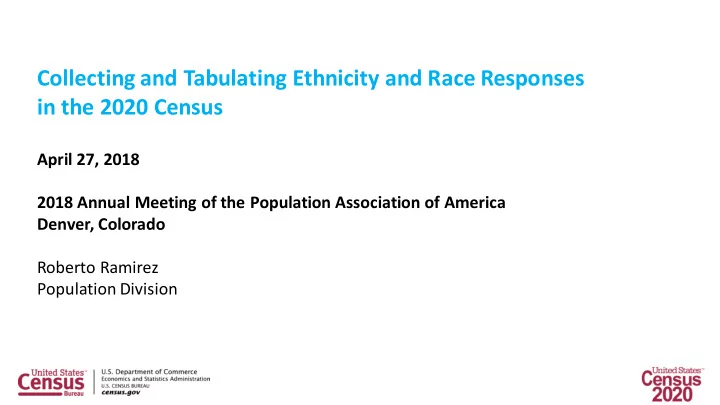 collecting and tabulating ethnicity and race responses in