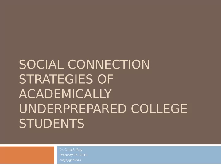 social connection strategies of academically