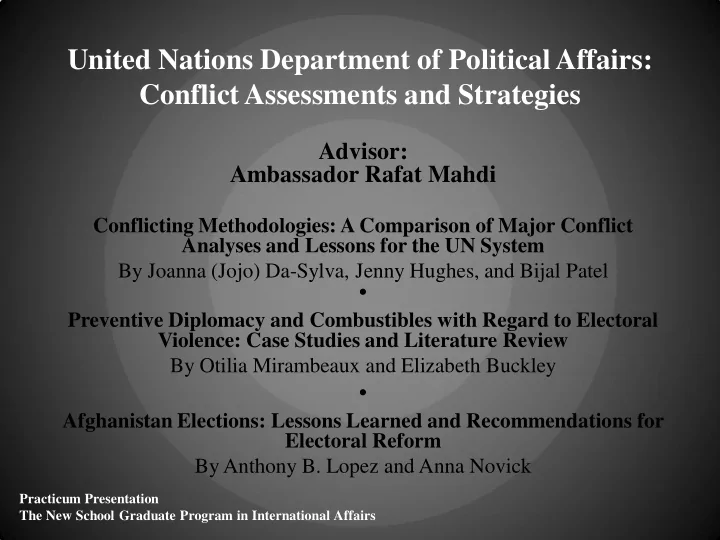 united nations department of political affairs