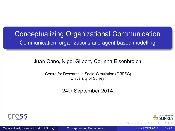 conceptualizing organizational communication