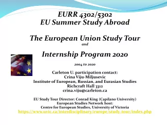 Internship Program 2020  2004 to 2020  Carleton U. participation contact:  Crina Viju-Miljusevic