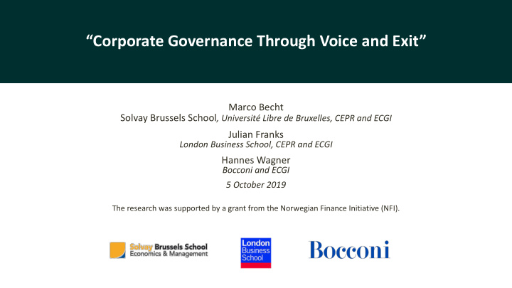 corporate governance through voice and exit