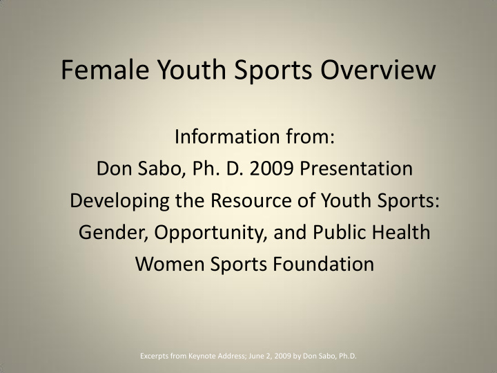 female youth sports overview