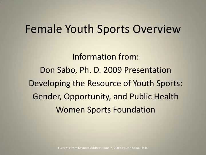 female youth sports overview