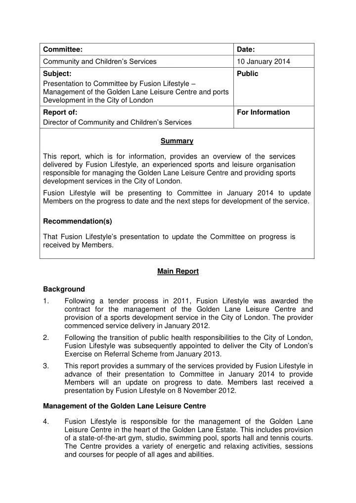 committee date community and children s services 10