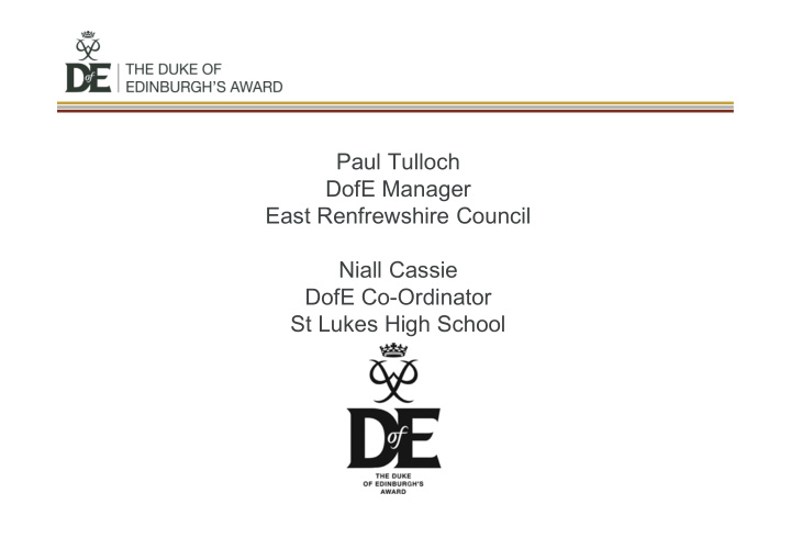 paul tulloch dofe manager east renfrewshire council niall