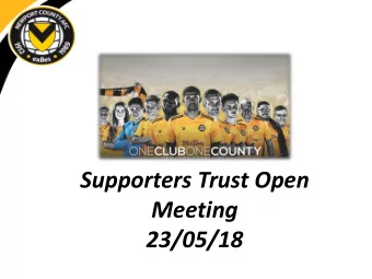 23/05/18  Agenda  Season Review  Financial Review  The Model    Questions  Alex