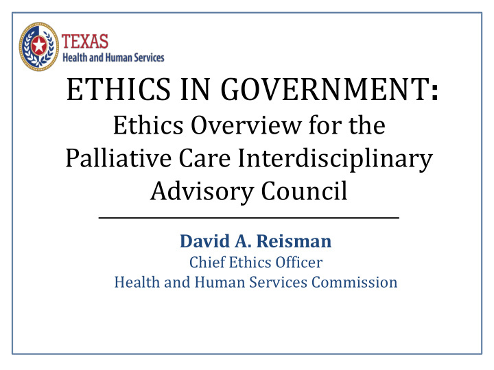 ethics in government
