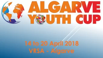 14 to 20 April 2018  VRSA - Algarve  Organization:  Who are we?  - Algarve Youth Cup (Internacional