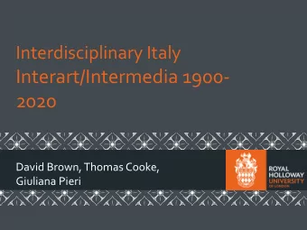 Interart/Intermedia 1900-  2020  David Brown, Thomas Cooke,  Giuliana Pieri