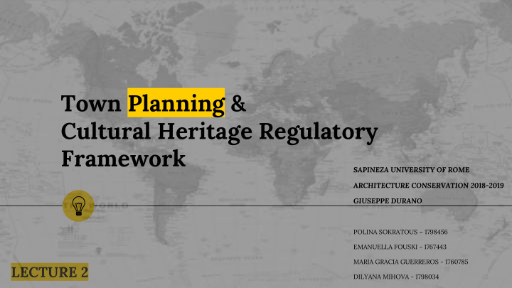 town planning cultural heritage regulatory framework