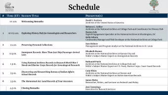 Schedule  2019 Virtual  Genealogy Fair  # T IME (ET) S ESSION T ITLE P RESENTER ( S )  David S.
