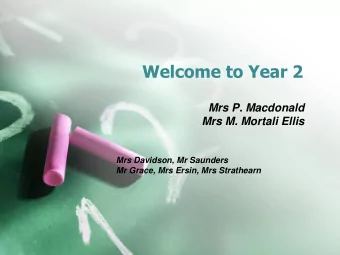 Welcome to Year 2  Mrs P. Macdonald  Mrs M. Mortali Ellis  Mrs Davidson, Mr Saunders  Mr Grace, Mrs