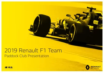2019 Renault F1 Team  Paddock Club Presentation  Welcome  The Formula One Paddock Club is located