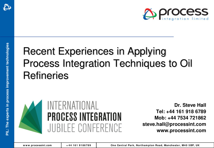 recent experiences in applying process integration