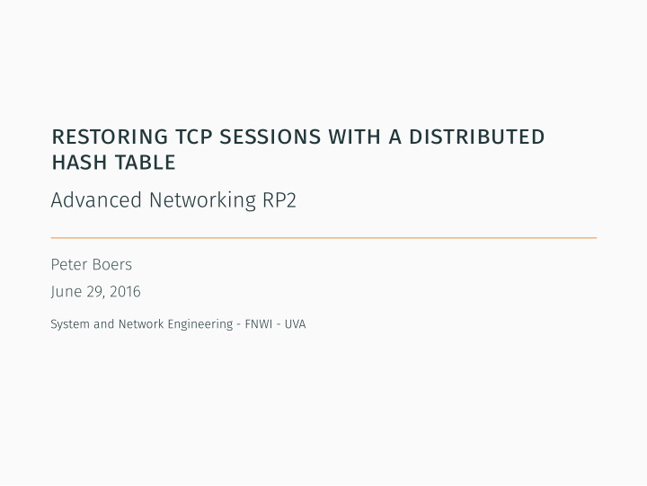 restoring tcp sessions with a distributed hash table