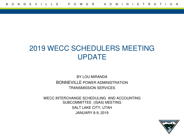 2019 wecc schedulers meeting update