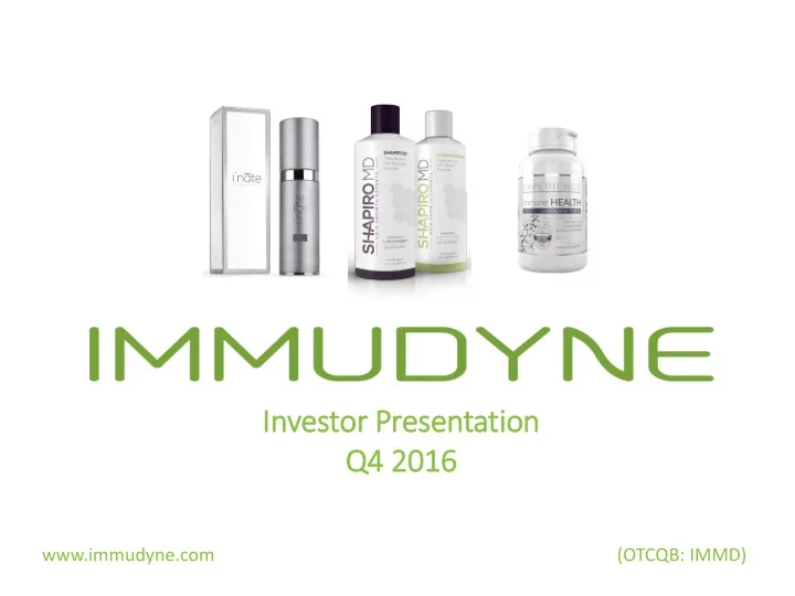 investor or p presentati tion on q4 2 4 201 016