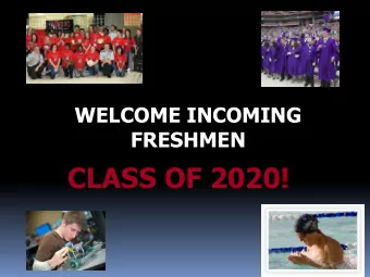 CLASS OF 2020!  GETTING  INVOLVED   Clubs  Athletics   Activities   Community