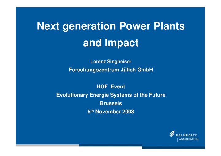 next generation power plants and impact