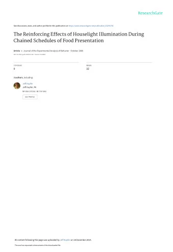 The Reinforcing Effects of Houselight Illumination During  Chained Schedules of Food Presentation