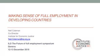 DEVELOPING COUNTRIES  Neil Coleman  Co-Director  Institute for Economic Justice