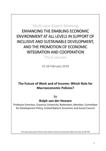 Multi - year Expert Meeting  ENHANCING THE ENABLING ECONOMIC  ENVIRONMENT AT ALL LEVELS IN SUPPORT