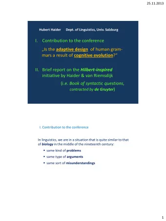 initiative by Haider &amp; van Riemsdijk (i.e. Book of syntactic questions, contracted by de