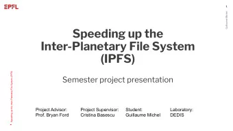 Speeding up the  Inter-Planetary File System  (IPFS)  Speeding up the Inter-Planetary File System
