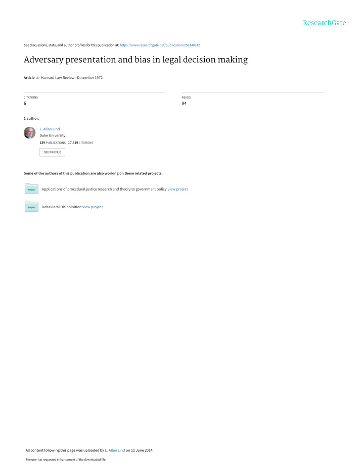 adversary presentation and bias in legal decision making