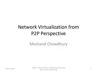P2P Perspective  Mosharaf Chowdhury  CS856:  Advanced Topics in Distributed Computing  May 5, 2008