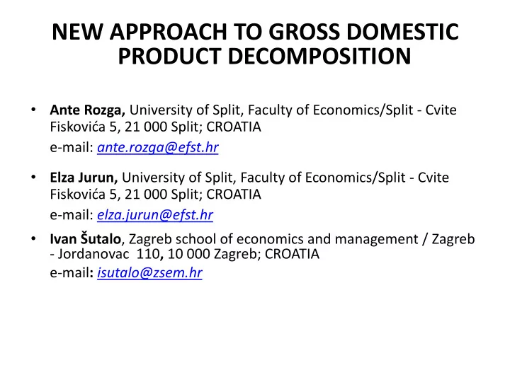 product decomposition
