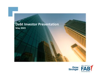 Debt Investor Presentation  May 2020  Disclaimer  Comparative figures have been reclassified where