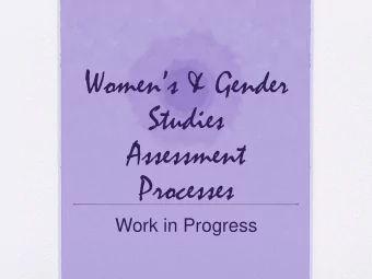 Studies  Assessment  Processes  Work in Progress  Mission Statement  The Women's and Gender Studies