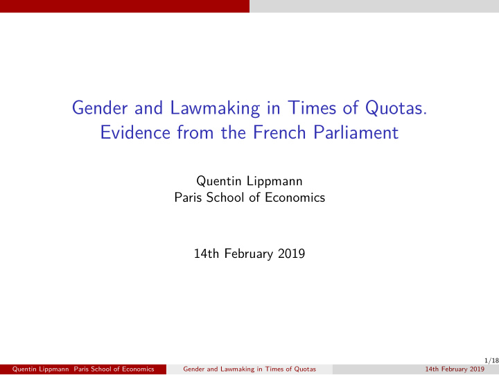 gender and lawmaking in times of quotas evidence from the