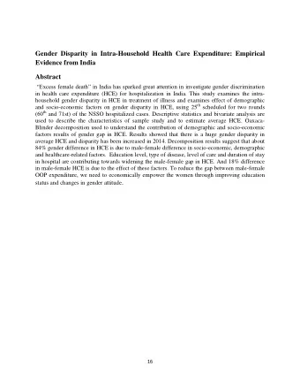Gender Disparity in Intra-Household Health Care Expenditure: Empirical  Evidence from India