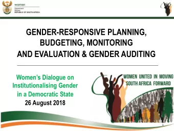 GENDER-RESPONSIVE PLANNING,  BUDGETING, MONITORING  AND EVALUATION &amp; GENDER AUDITING  Womens