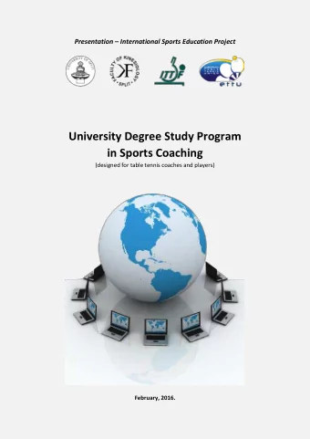University Degree Study Program  in Sports Coaching  (designed for table tennis coaches and