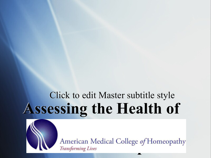 assessing the health of the united states homeopathic
