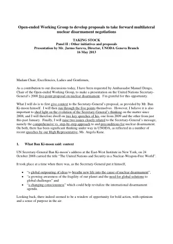 Open-ended Working Group to develop proposals to take forward multilateral  nuclear disarmament