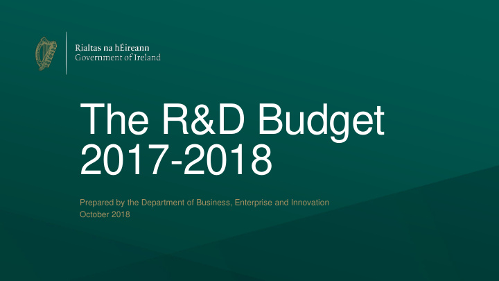 the r d budget 2017 2018