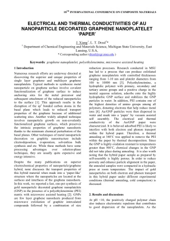 ELECTRICAL AND THERMAL CONDUCTIVITIES OF AU  NANOPARTICLE DECORATED GRAPHENE NANOPLATELET