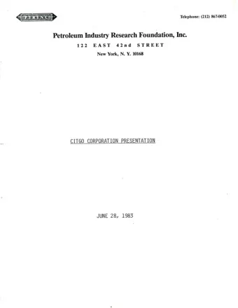 Petroleum Industry Research Foundation, Inc. 1 2 2  E A S T  4 2 n d S T R E E T New York, N. Y.