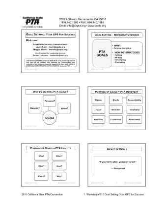 PTA  HOW TO STRATEGIES  Vice President for Leadership Services  GOALS  Setting  Barbara