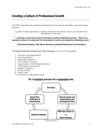 Creating a Culture of Professional Growth  THE WHY: Supporting the growth and development of your