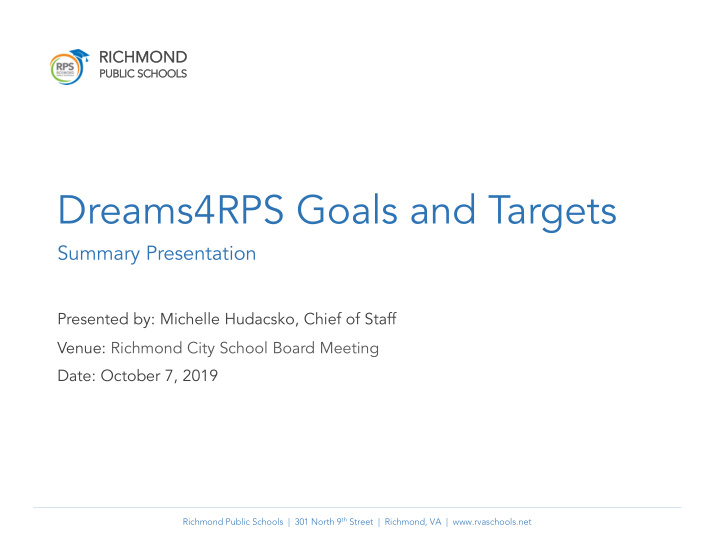 dreams4rps goals and targets