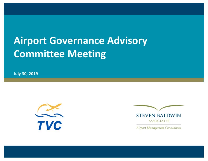 airport governance advisory committee meeting